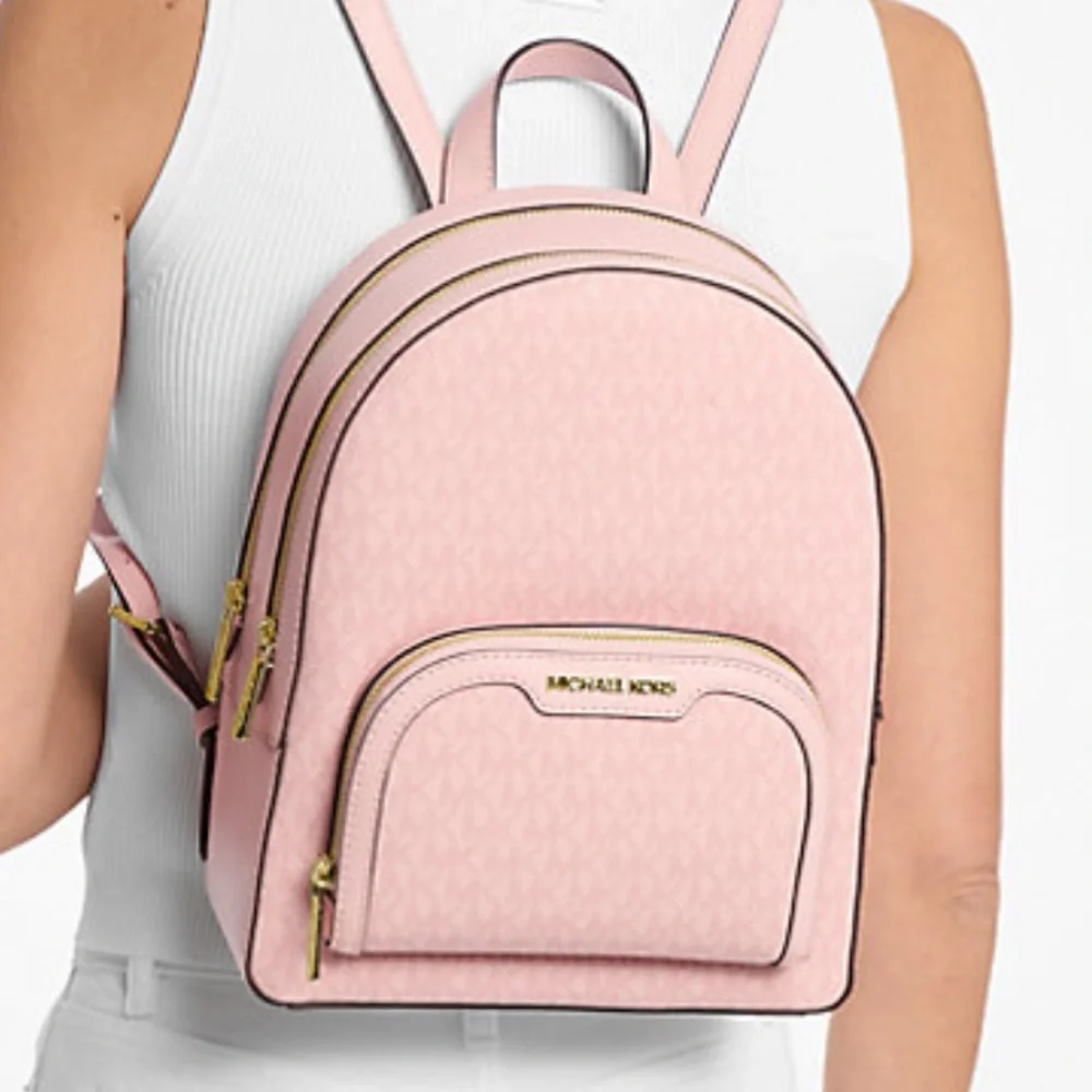 MICHAEL KORS Jaycee Medium Signature Logo Backpack POWDER BLUSH NWT